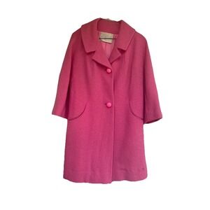 Vintage 50s Zelinka Matlick Pink Boucle Swing Coat Union Barbiecore Elle Jackie